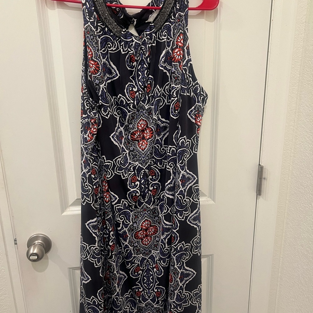 Stylish Navy and Red Maxi Dress. NWOT